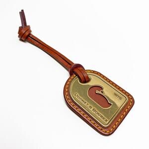 Vintage Dooney & Bourke 1975 Duck Logo Brass and Leather Bag Charm Hang Tag